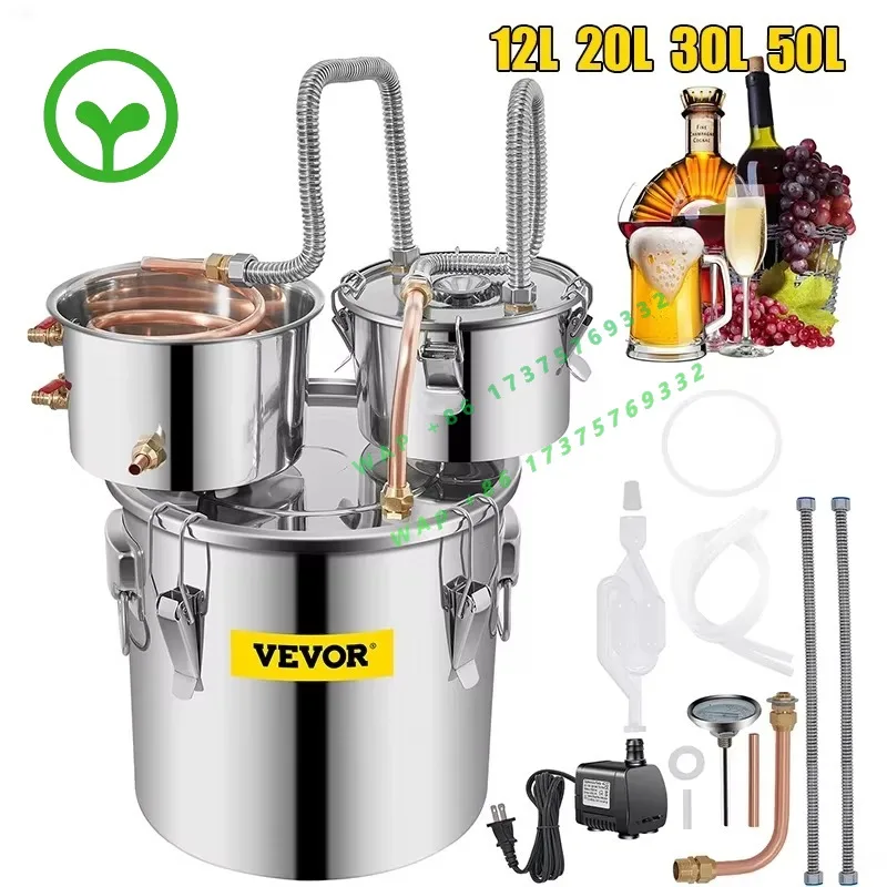 【Premium】SucceBuy 12L 20L 30L 50L   Brewing Distiller DIY Moonshine Apparatus Stainless Steel Still Whisky Beer Brandy Home Use