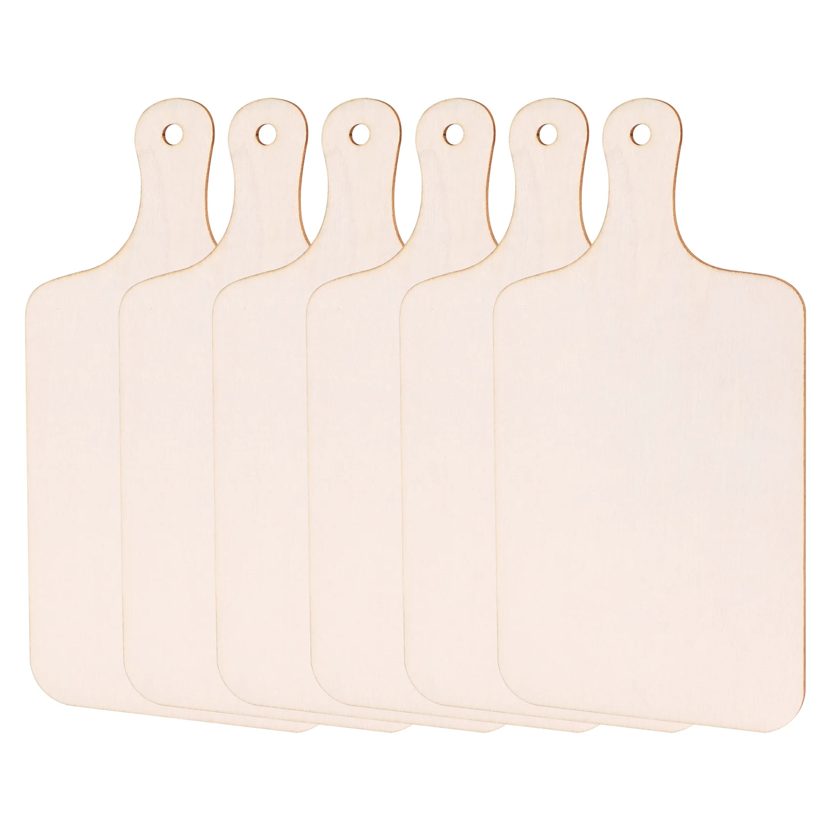 6 Pieces Christmas Mini Wooden Cutting Board with Handle Unfinished Wood Paddle Rectangle Chopping Board Tray Cutouts