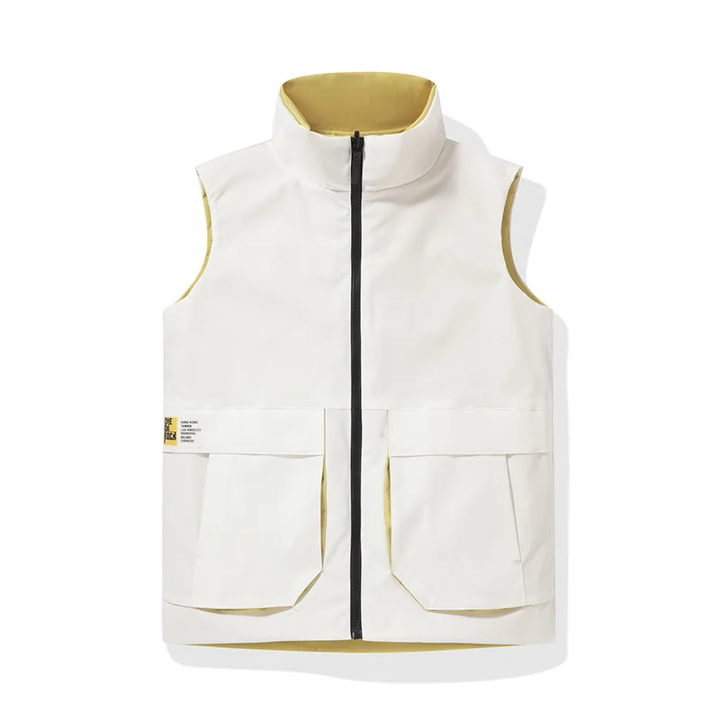 

Новый жилет с воротником-стойкой, мужской повседневный комбинезон, тонкий жилет, жилет, однотонное пальто