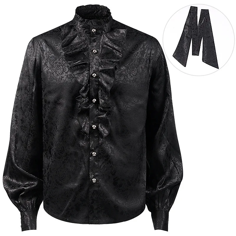 Men's Pleated Shirt Medieval Costume Steampunk Victorian Top