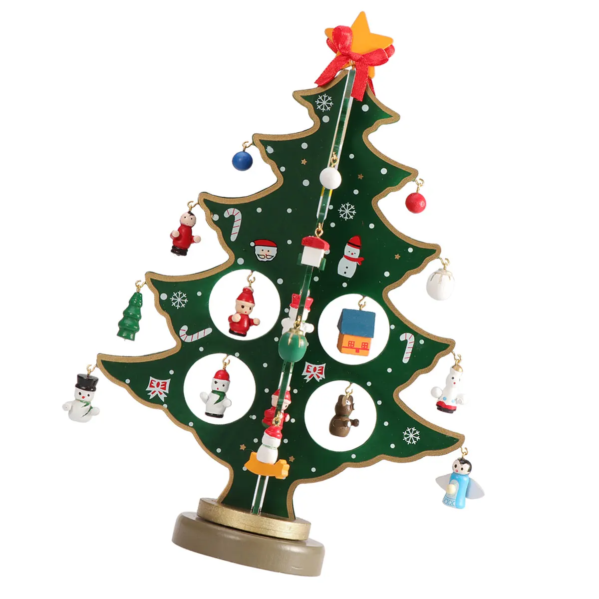 

Wooden Christmas Tree naments Eco Friendly Non Fading Miniature Hanging Decorations Craftsmanship Home Party Wedding Tabletop