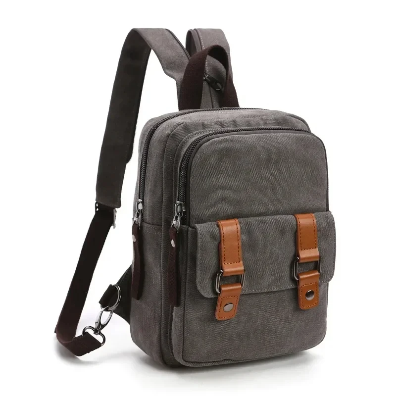 New Casual Backpack for Men Women Vintage Canvas Small Bag Outdoor Tirp Chest Bag Women Stylish Shoulder Bag Mochila