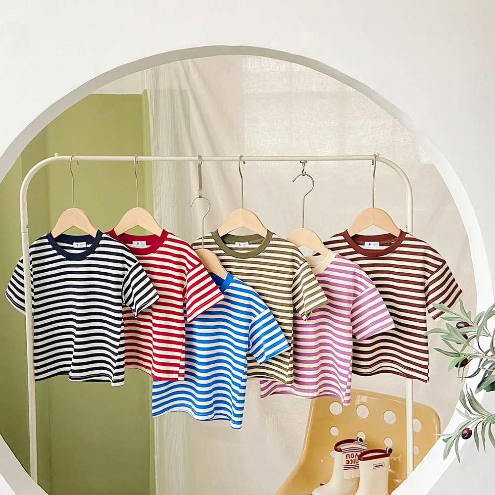 

Children's Clothing Striped Fashion Toddler T-Shirt Kids Clothes Boys Girls Summer Tops Short Sleeve Tee 100% Cotton Baby Tshirt