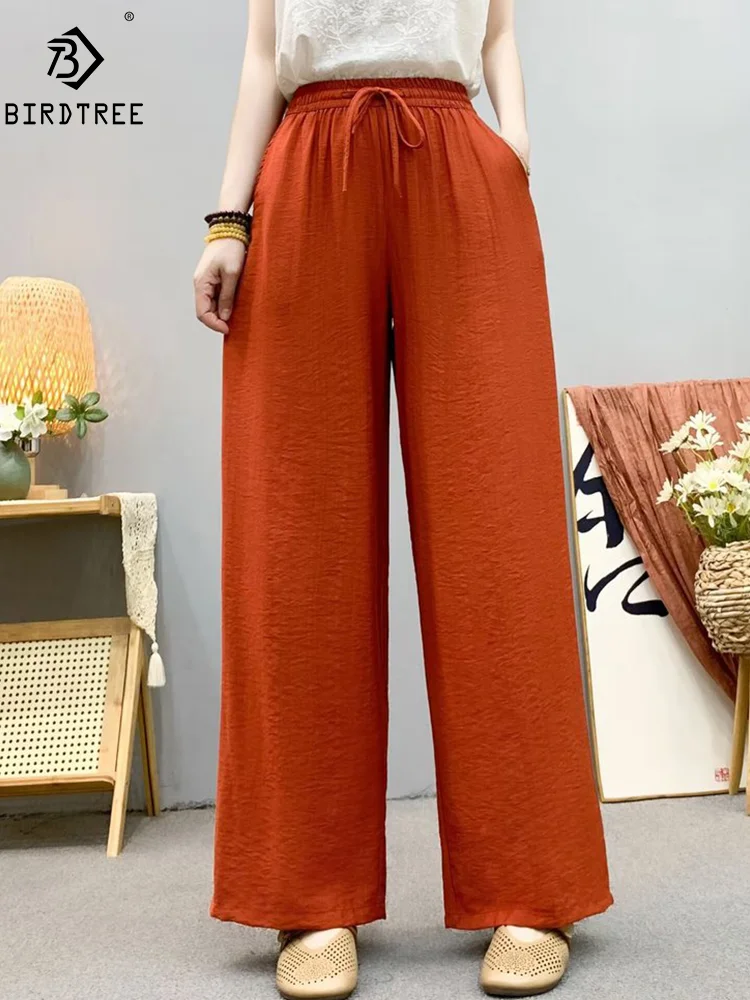 

New Summer Cotton Loose Retro Pants Women Elastic Waist Lace-up Trousers Girl Fashion Casual Wide Leg Pants 2024 Autumn B47413QM