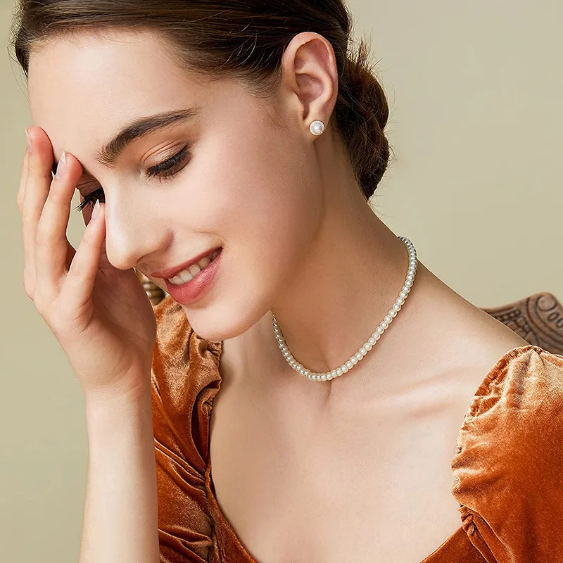 Mode Multilayer Elegante Weiße Perle Kragen Choker Halskette Für Frauen Perlen Handgemachte Hochzeit Banguet Halskette Vintage-Schmuck – Detail 5