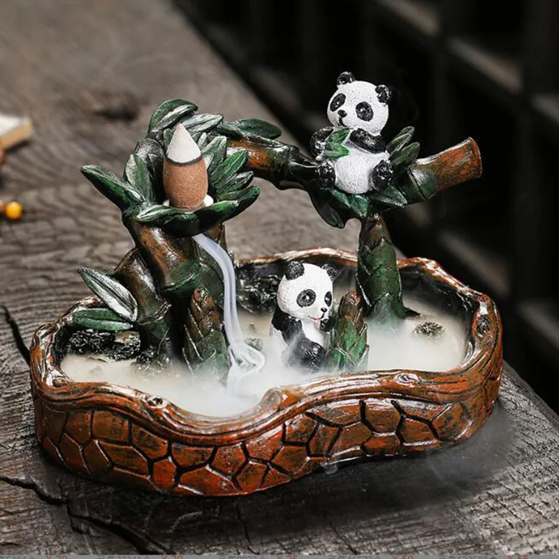 

Resin Smoking Backflow Incense Burner Panda Aroma Burner Fragrance Censer Desktop Ornaments Home Decor