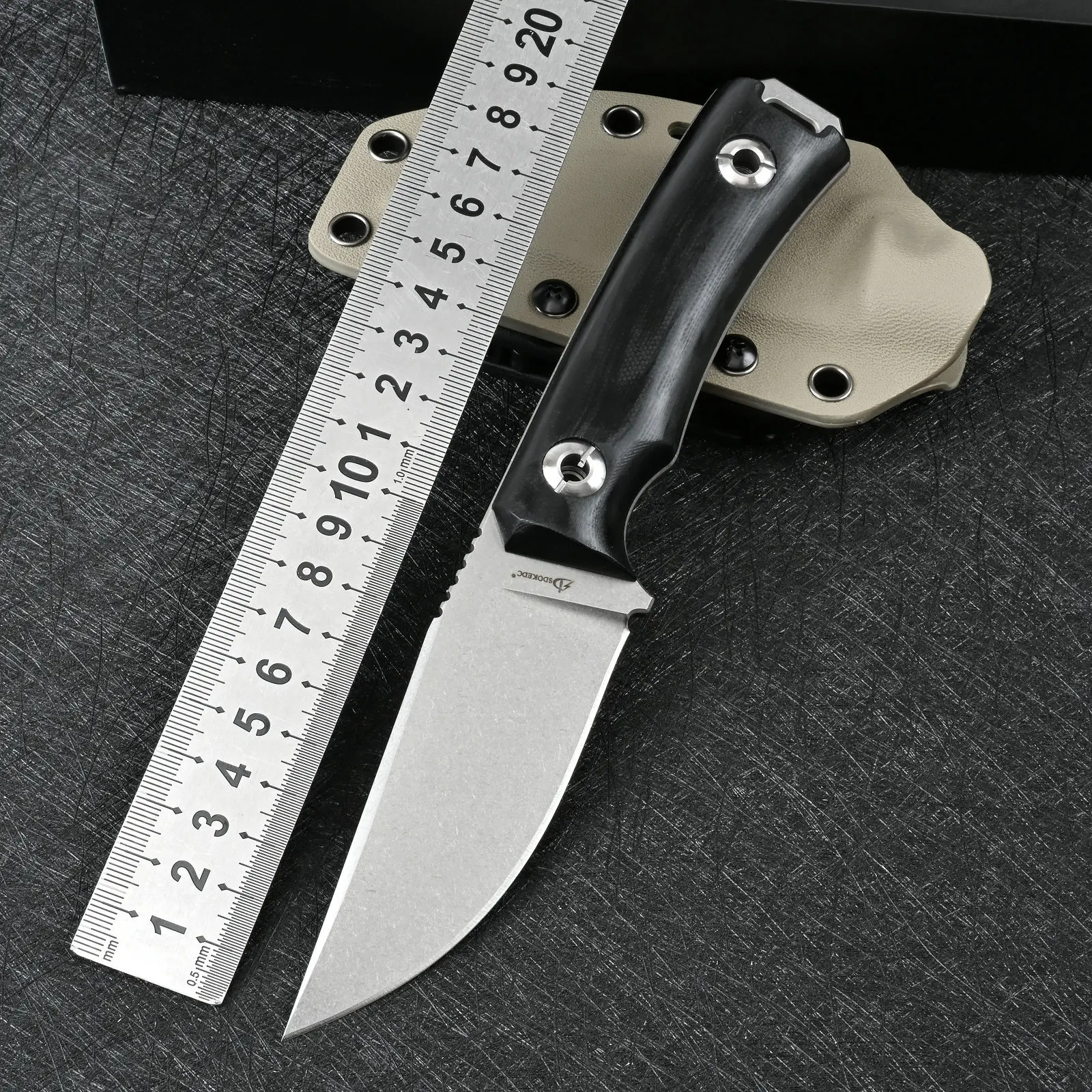 DC53 강철 전술 고정 블레이드 나이프, G10 핸들 K 외장이있는 사냥 낚시 생존 캠핑 나이프 용 야외 멀티 도구