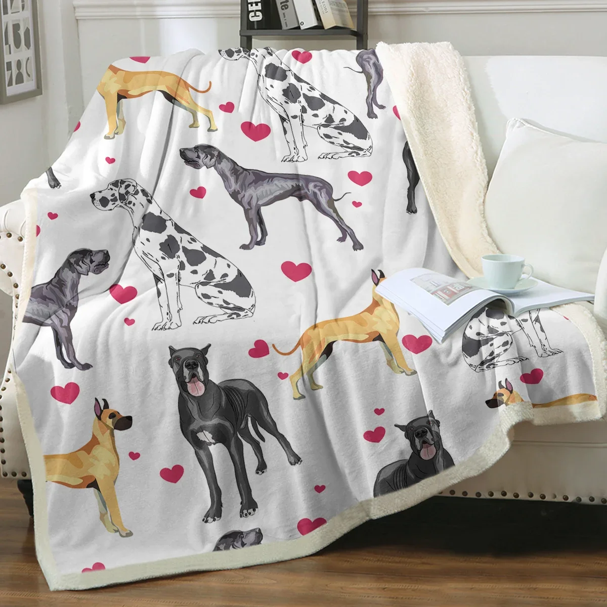 A Great Dane With Long Legs Throw Blanket Printed Blanket Super Soft Sherpa Blanket for Couch Sofa Bed