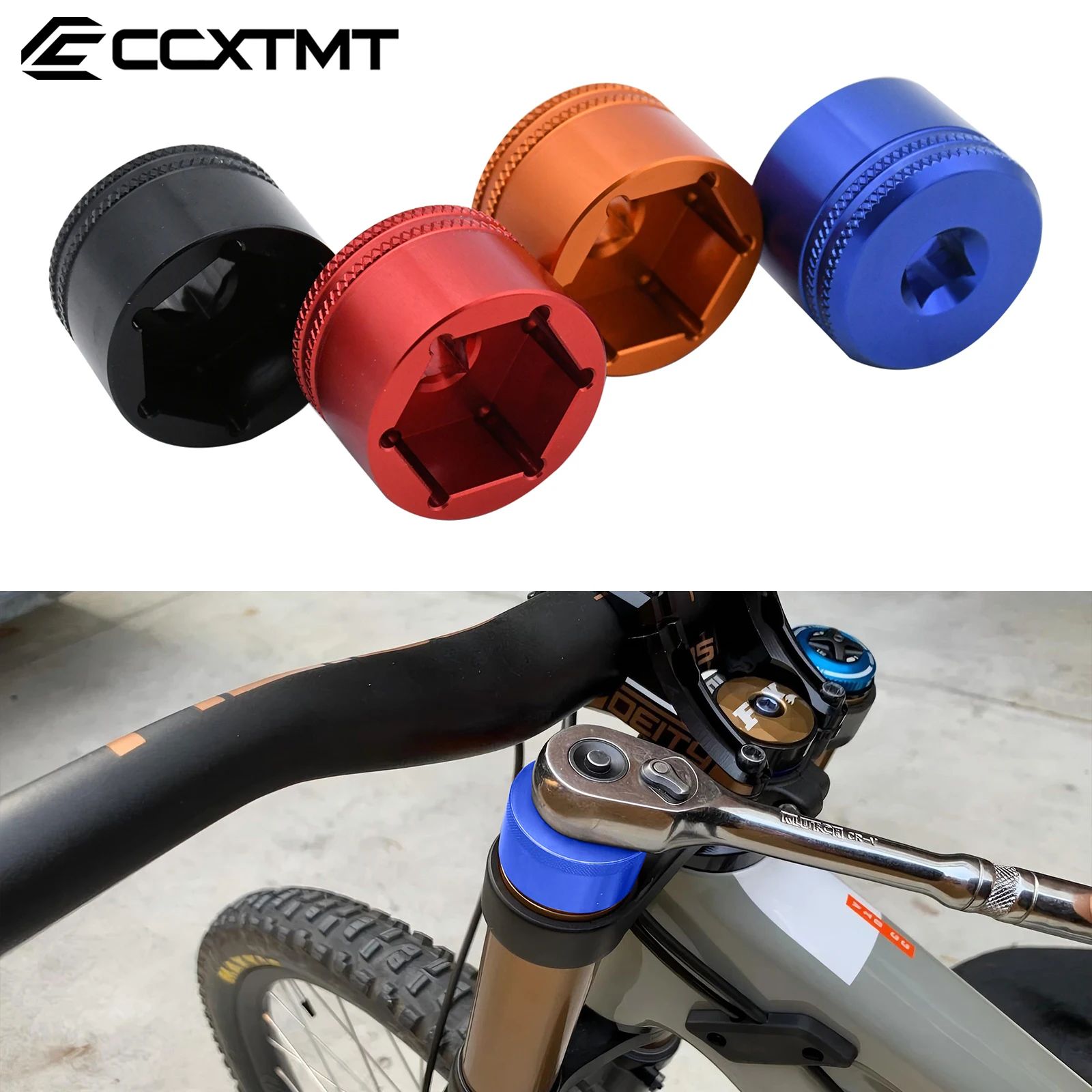 Soquete garfo cnc topcap 24mm 26mm 28mm 32mm 3/8 unidade soquete plano para fox 32/34/36/38/40 mountain bike rockshox suntour epixon