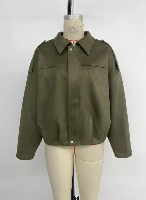 

Новинка 202, осенне-зимний модный ретро-кардиган на молнии, женская однотонная куртка из искусственной замши, пальто для женщин, женская одежда