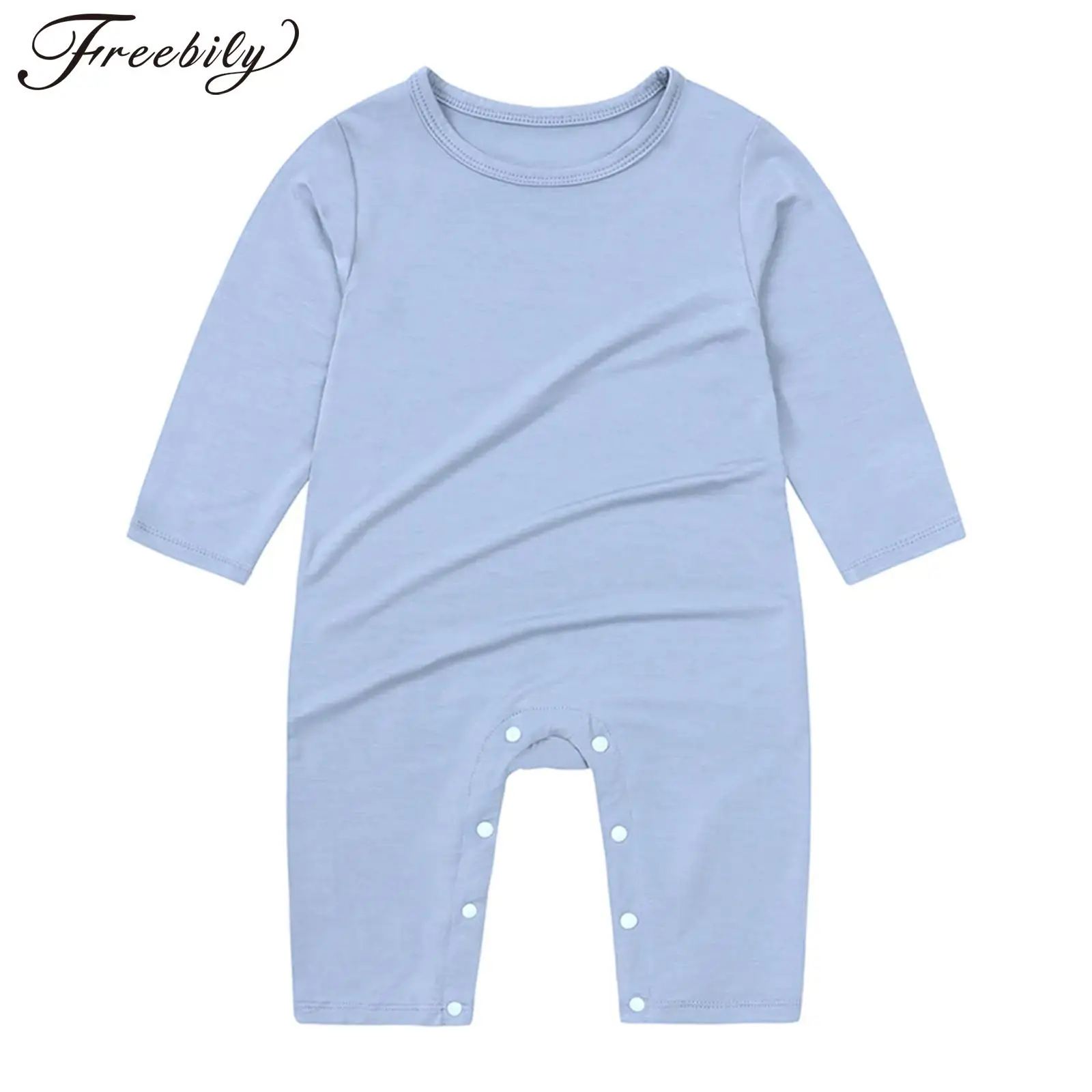

Baby Boys Girls Solid Color Leisure Jumpsuit Pajamas Long Sleeve Press Button Romper Kids Spring Summer Clothes Home Sleepwear