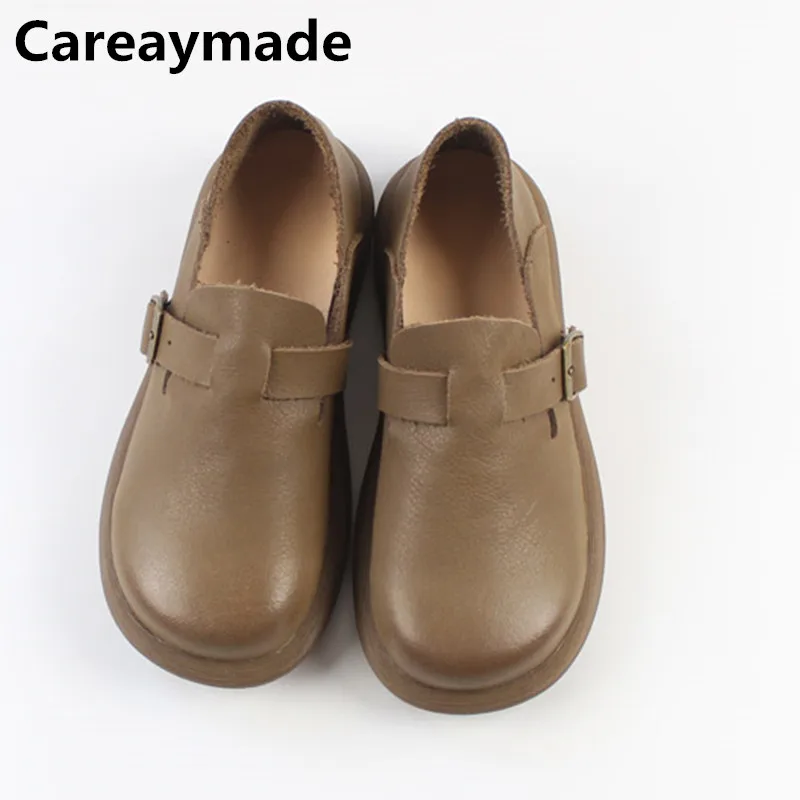 

Careaymade-женская обувь ручной работы из натуральной кожи с широким носком, женская обувь из воловьей кожи на толстой подошве из мягкой кожи, женская обувь для отдыха Boken