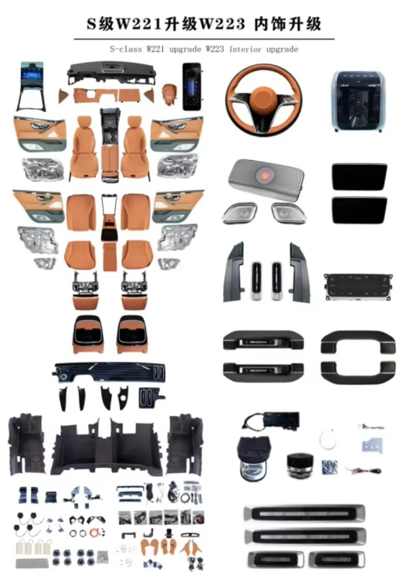 Auto Modification Interior Conversion Upgrade Kits for W221 2005-2013  to W223 2021-2024 Style