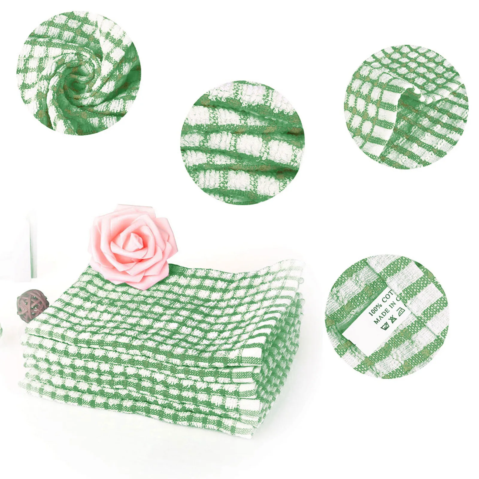 6pcs Cotton Towel Soft Absorbent Dishcloth Kitchen Dish Rags Honeycomb Breathable Wash Towel Household Cleaning Cloth Wash Cloth