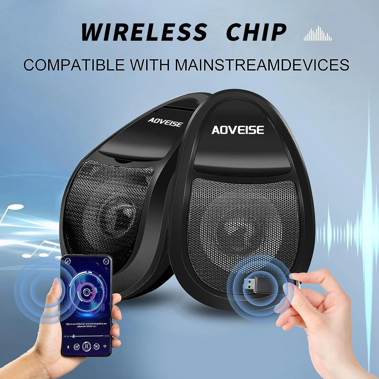 Altavoz impermeable compatible con Bluetooth para Moto, reproductor de audio y música mp3, sistema de audio, radio FM, motocicleta, scooter, negro