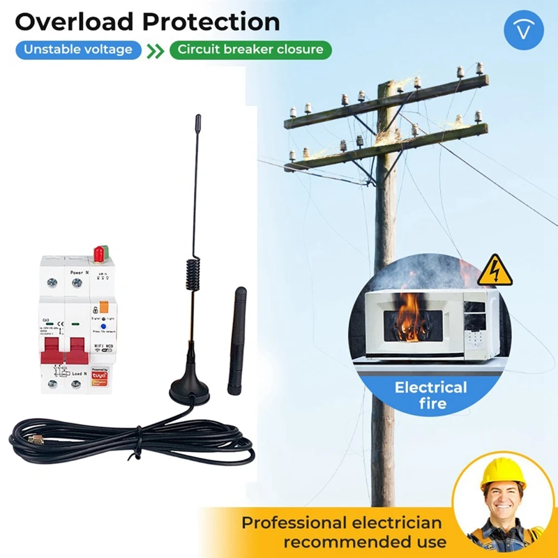 Graffiti Wifi Metering With Leakage Protection Electric Gate Household 2P Circuit Breaker 63A Timer Master Switch,Type B Durable