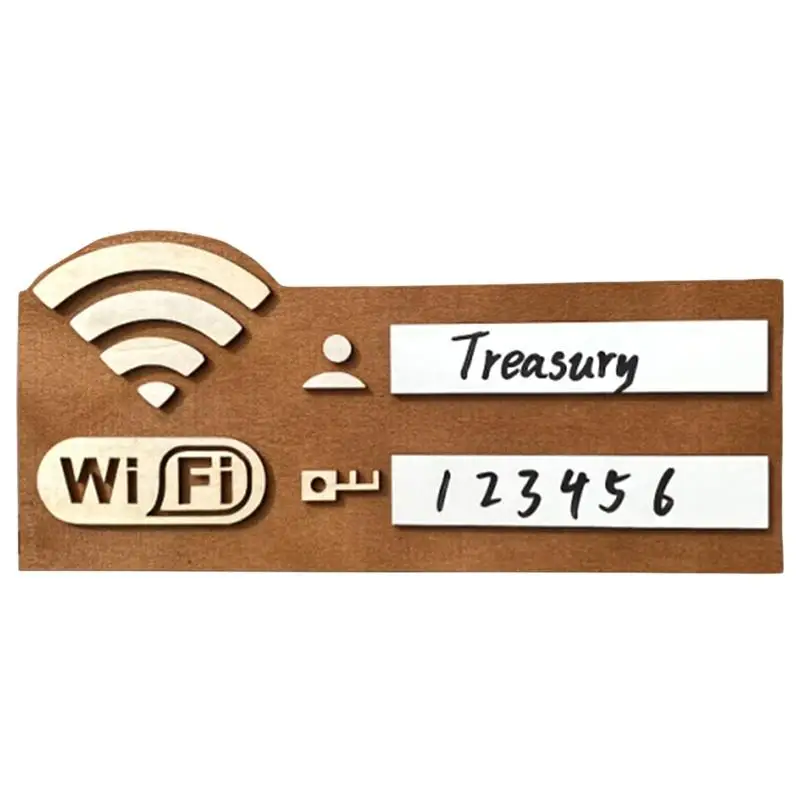 2D Wooden WiFi Password Display Sign with Erasable Board Rustic Board for Home Office Cafe and Guesthouse Decoration Home Decor