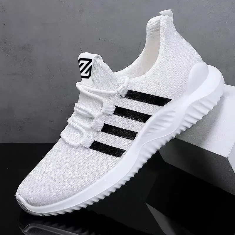 Mesh Breathable Comfortable Jogging Trainer Shoes Outdoor Walking Black Sneakers Fashion Couple Casual Sports Shoes Men