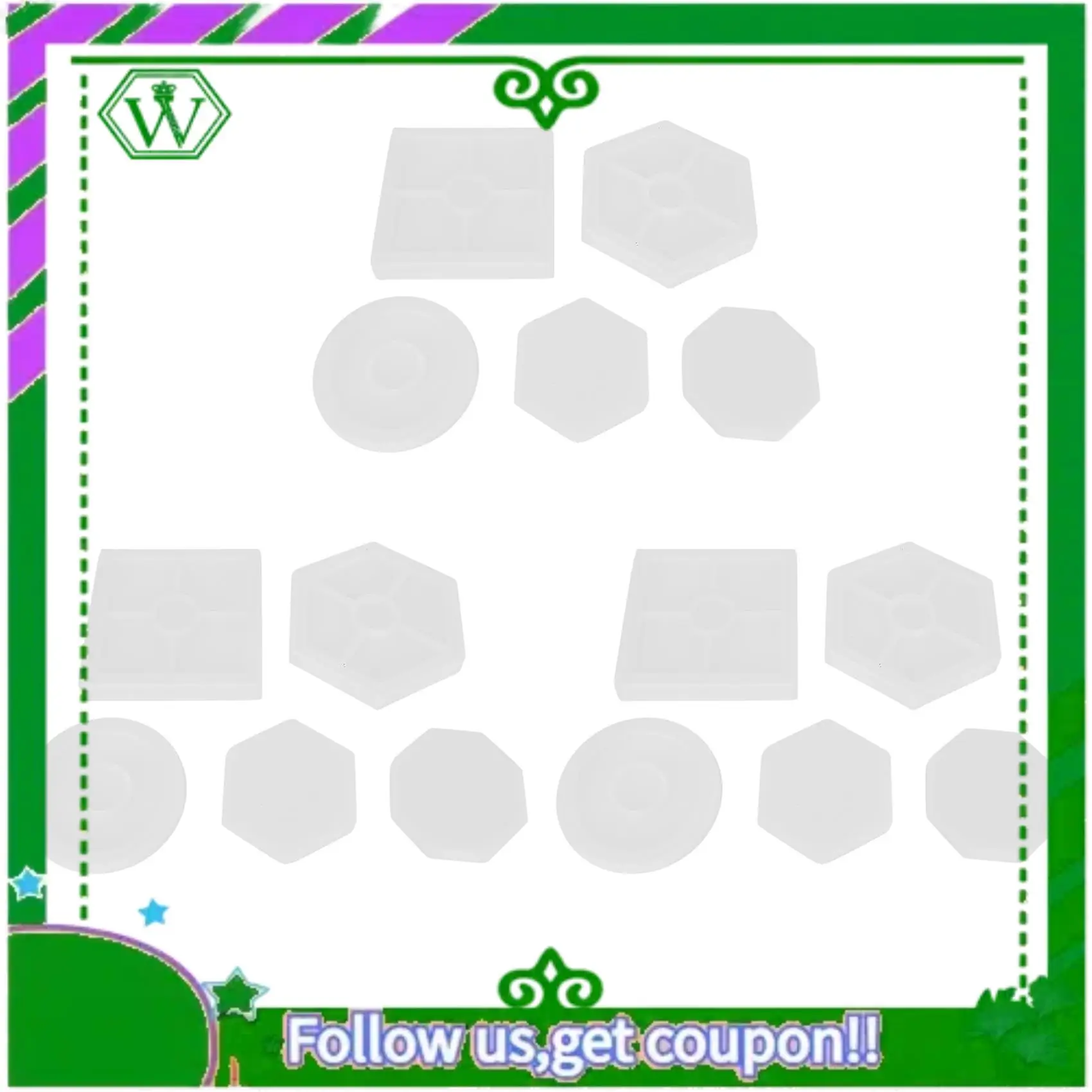 

Latest-20Pcs Diy Coaster Silicone Mold Included Square Hexagon Circle Octagon Mold For Resin, Concrete, Cement,Home Decoration
