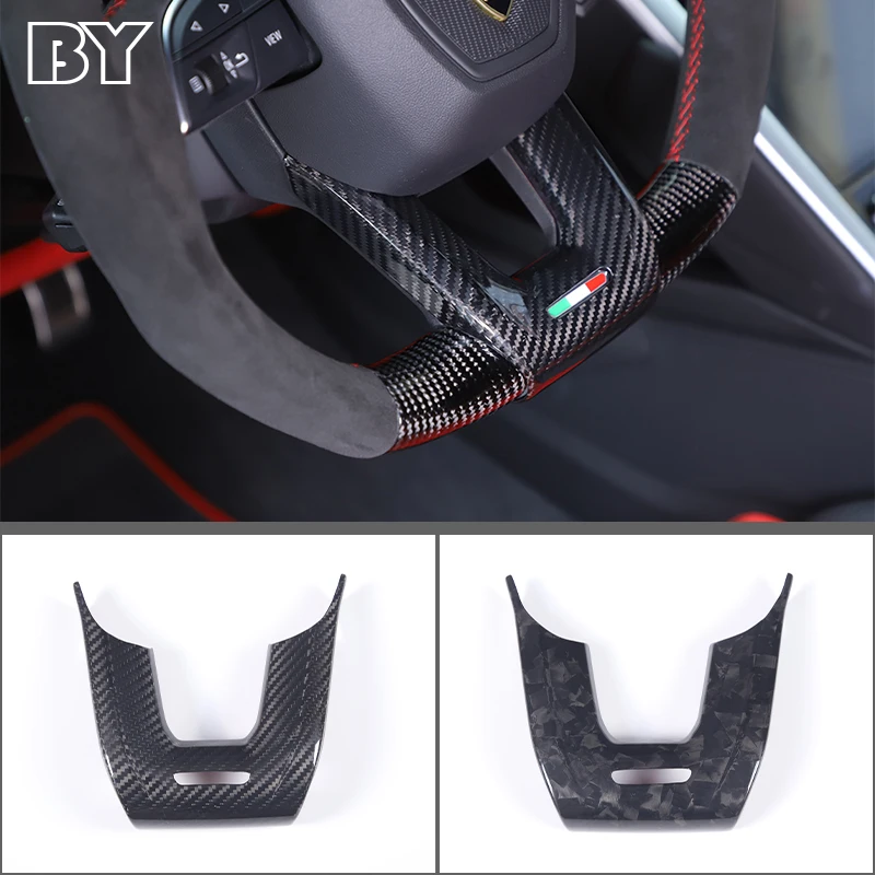 

For Lamborghini URUS 2018-2021 Car Steering Wheel Trim Cover Real Carbon Fiber Sticker Accessories