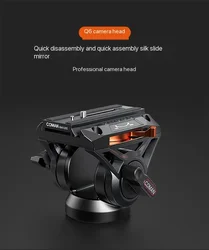 COMAN Q6 Professional Metal Hydraulic Fluid Head for Videography Short Video DSLR Camera DSLR Portable Travel Shooting