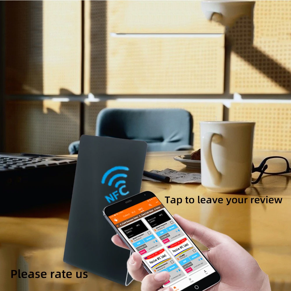 Black White Stand Google Reviews 13.56MHz NT/AG 213 Chip NFC Stand NFC Mobile Phone Tap URL Writing Social Business Review Cards