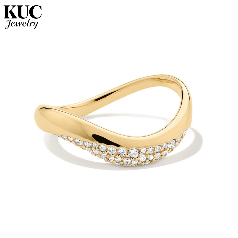 

Original Certificate Dôme Figure Diamond Dipped Ring Elegant Designer Fine Jewelry Women 925 Sterling Silver Stylish Wavy Rings