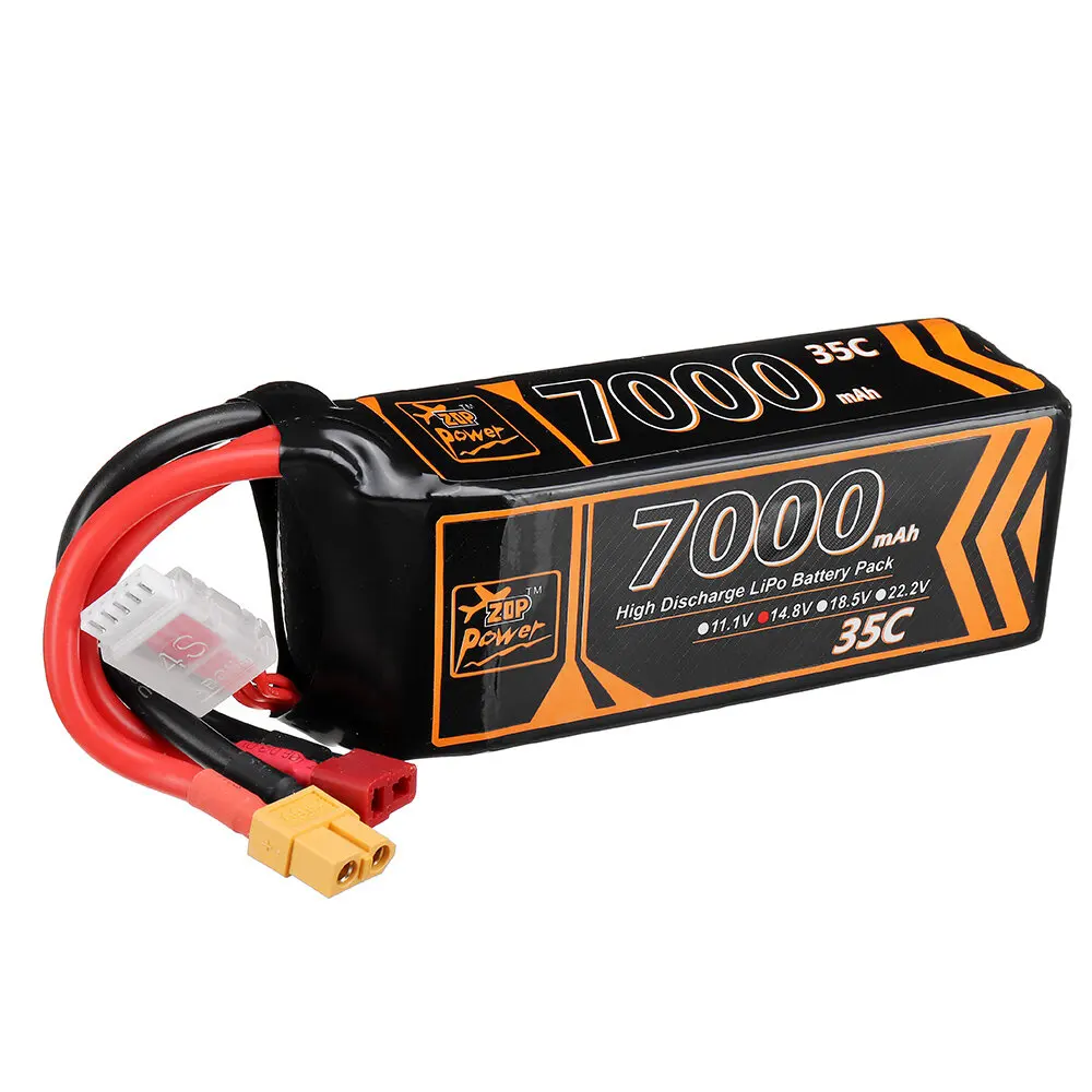 ZOP Power 14.8V 7000mAh 35C 4S Lipo Battery T Deans XT60 Plug for RC Car