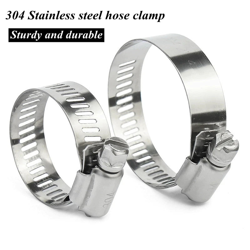 3~20 Pcs Stainless Steel Hose Clamps Garden Irrigation 304 Water Pipe Hug Hoop 6mm~127mm Adjustable Pipeline Fixed Pipe Clamp