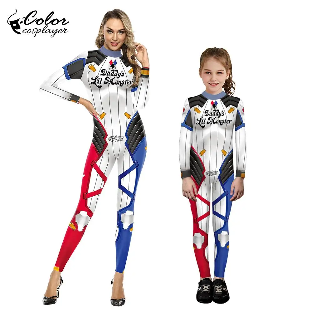 Color Cosplayer Family Matching Outfits 3D Digital Printing Carnival Fancy Party Cosplay Costume Long Sleeve Spandex Zentai Suit