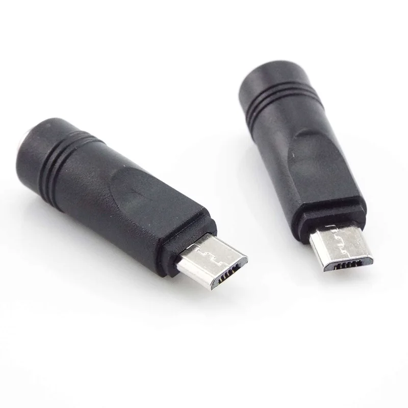 DC 5,5x2,1mm hembra a Micro USB macho, convertidor de potencia, conector adaptador de cargador para ordenador portátil/tableta/teléfono móvil