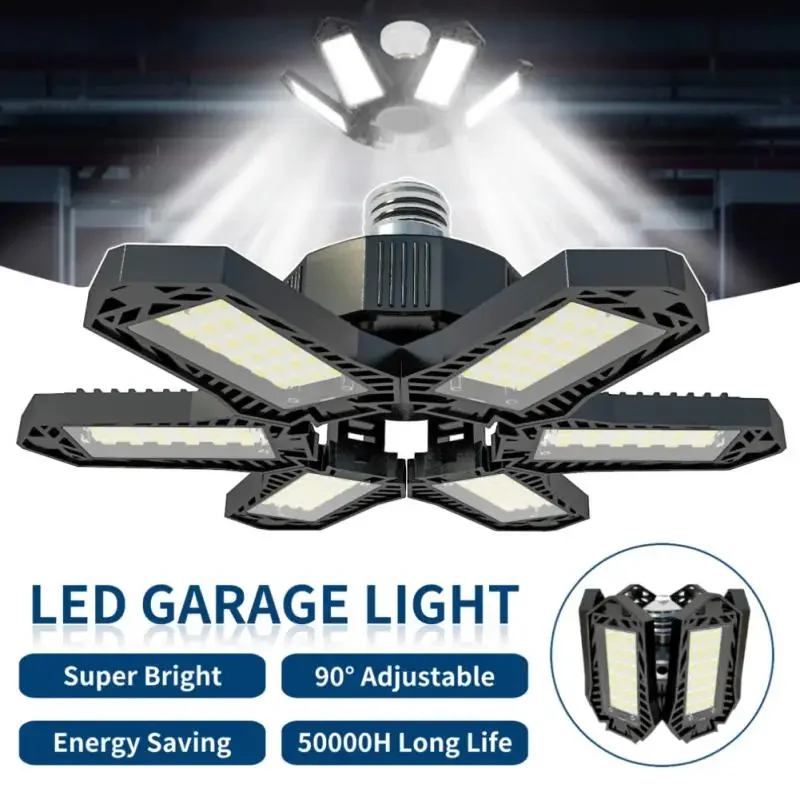 150W Led Garage Light E27/E26 15000LM Lamp Adjustable Deformable Bulb Ceiling Light for Shop/Storage/Warehouse Workshop Lighting