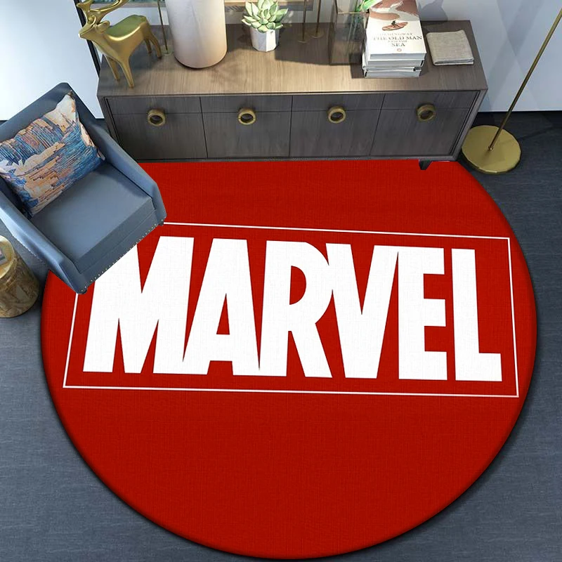 Marvel HD Printed Cartoon Round Carpet for kids Living Room Rugs Camping Picnic Mats Flannel Anti-Slip Rug Yoga  decoracion