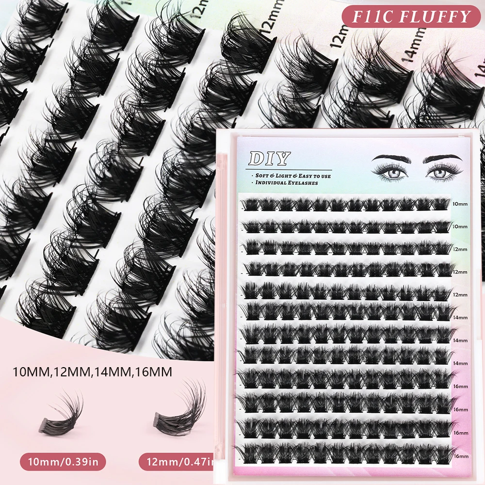 Cluster Wimperverlenging 10-16mm Mix Pluizige Natuurlijke Dikke Lash Clusters 60D80100D Piekerige Individuele 3D Nertsen Wimperverlenging