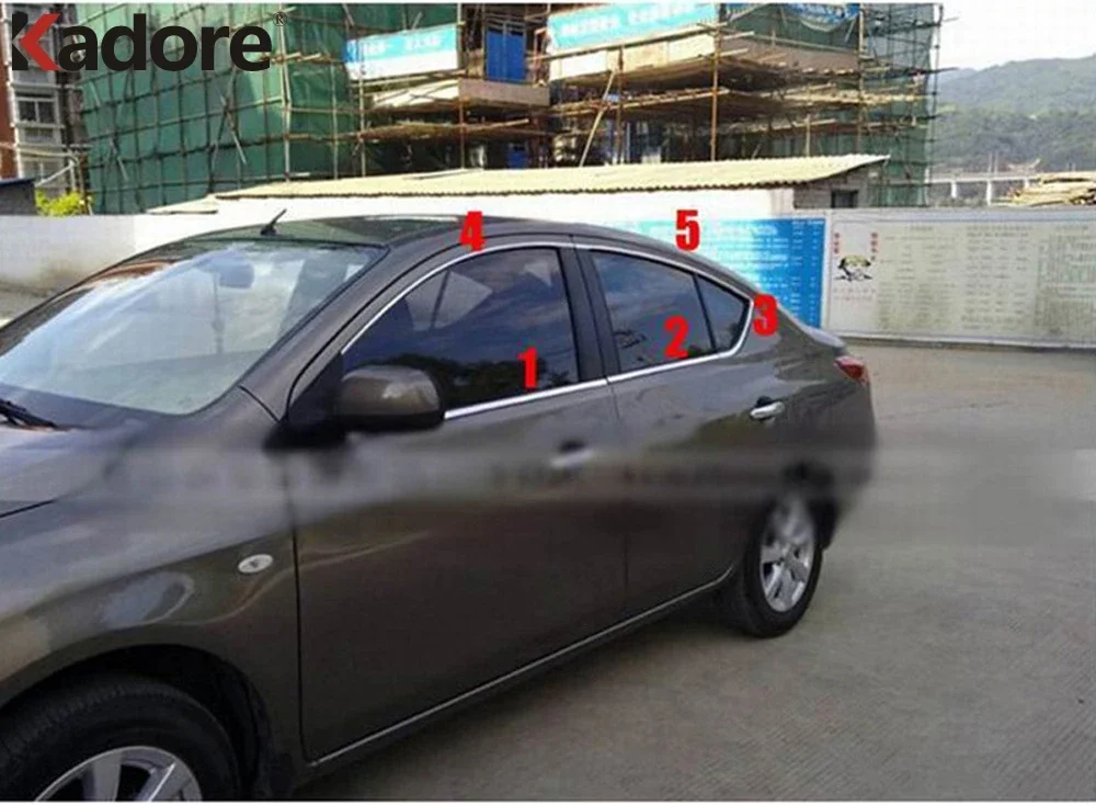 For Nissan Versa Sedan 2012 2013 2014 2015 2016 2017 2018 Steel Car Window Frame Sill Trim Molding Strip Exteiror Accessories