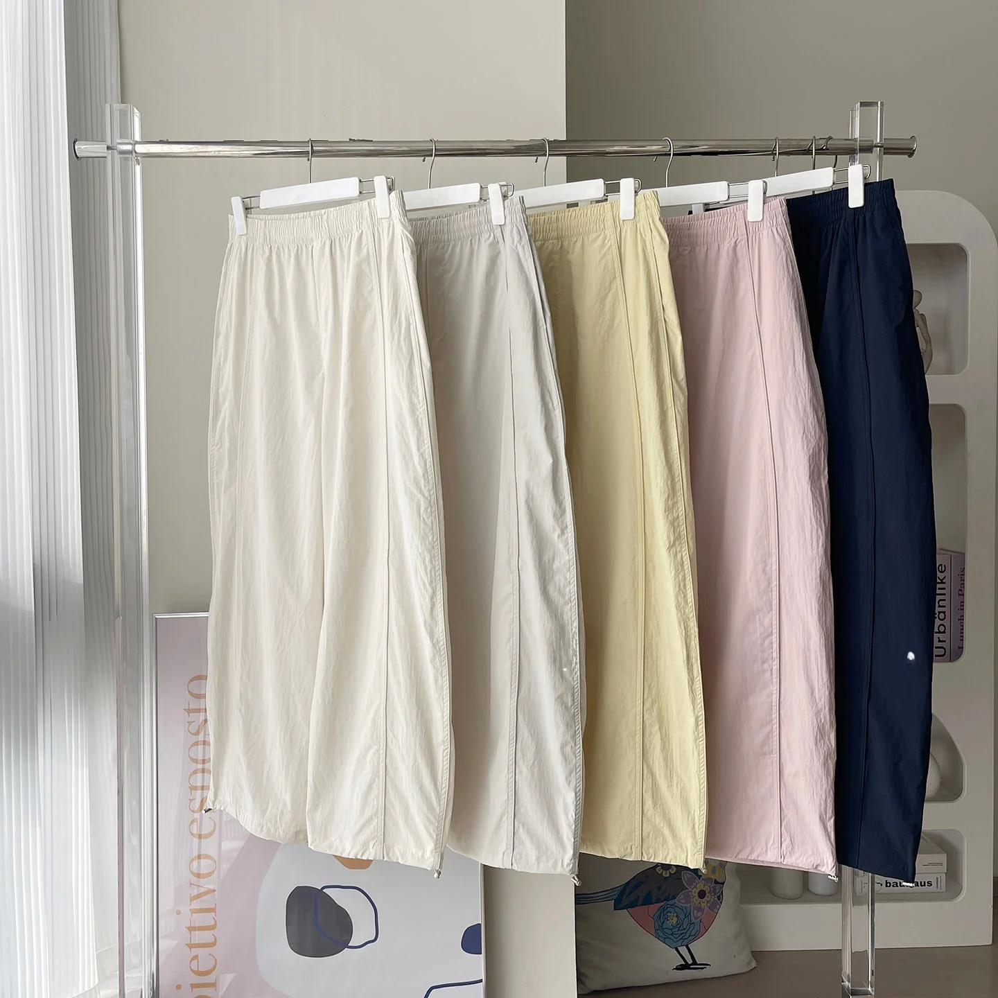 

Quick Dry Fiber Casual Pants Elastic Waist Commute Versatile Foldable Ladies Knife Pants Comfortable All Season Trousers
