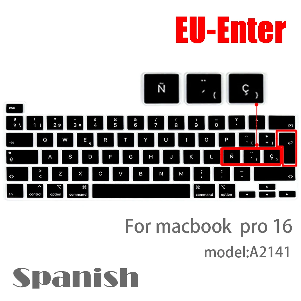 Macbook pro16キーボード用保護フィルム,ロシア語,フランス語,スペイン語のディスプレイ,a2141