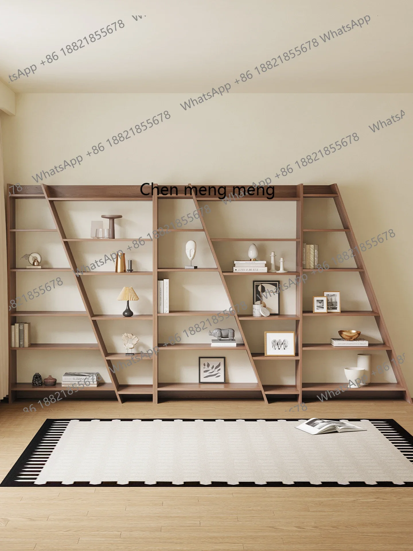 z183 Integrated wall shelf study home floor shelf modern simple combination walnut display shelf