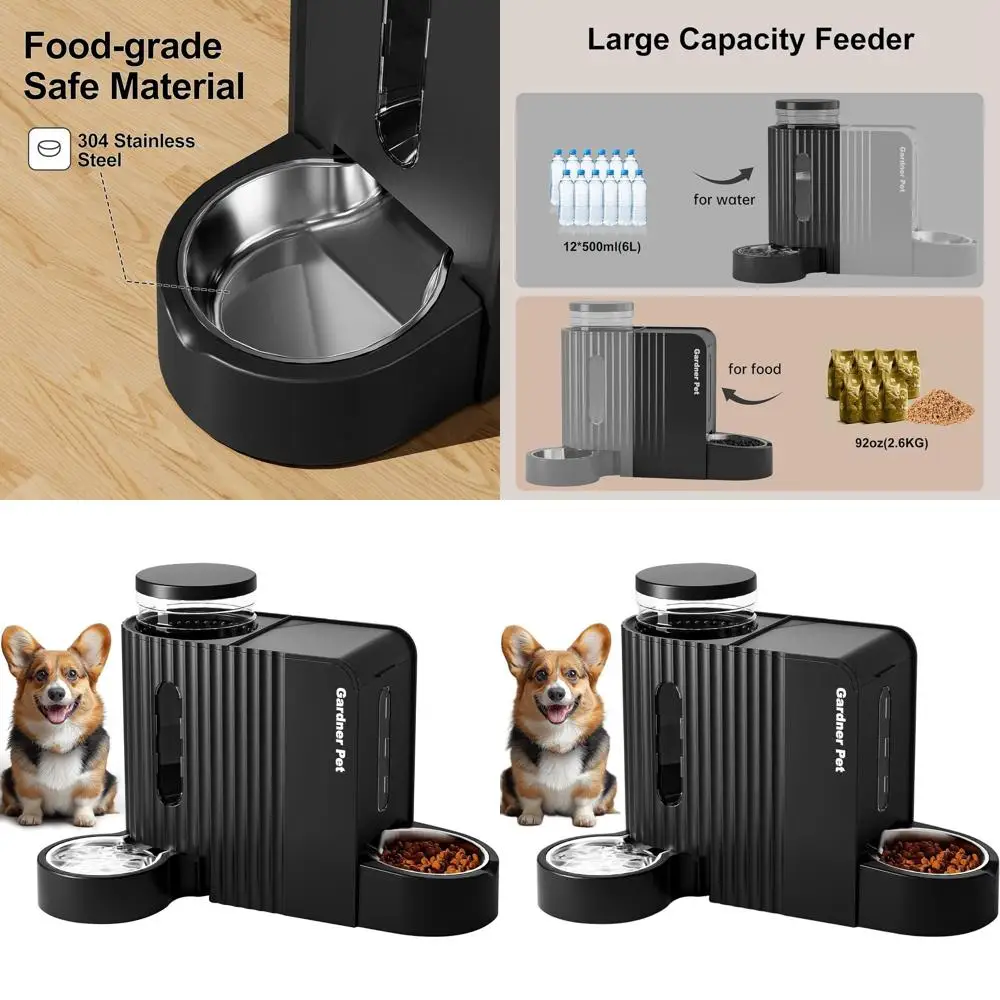 

Dual 1.8 Gallon Automatic Pet Feeder & Stainless Steel Water Dispenser for Dogs, Cats, and Small Animals