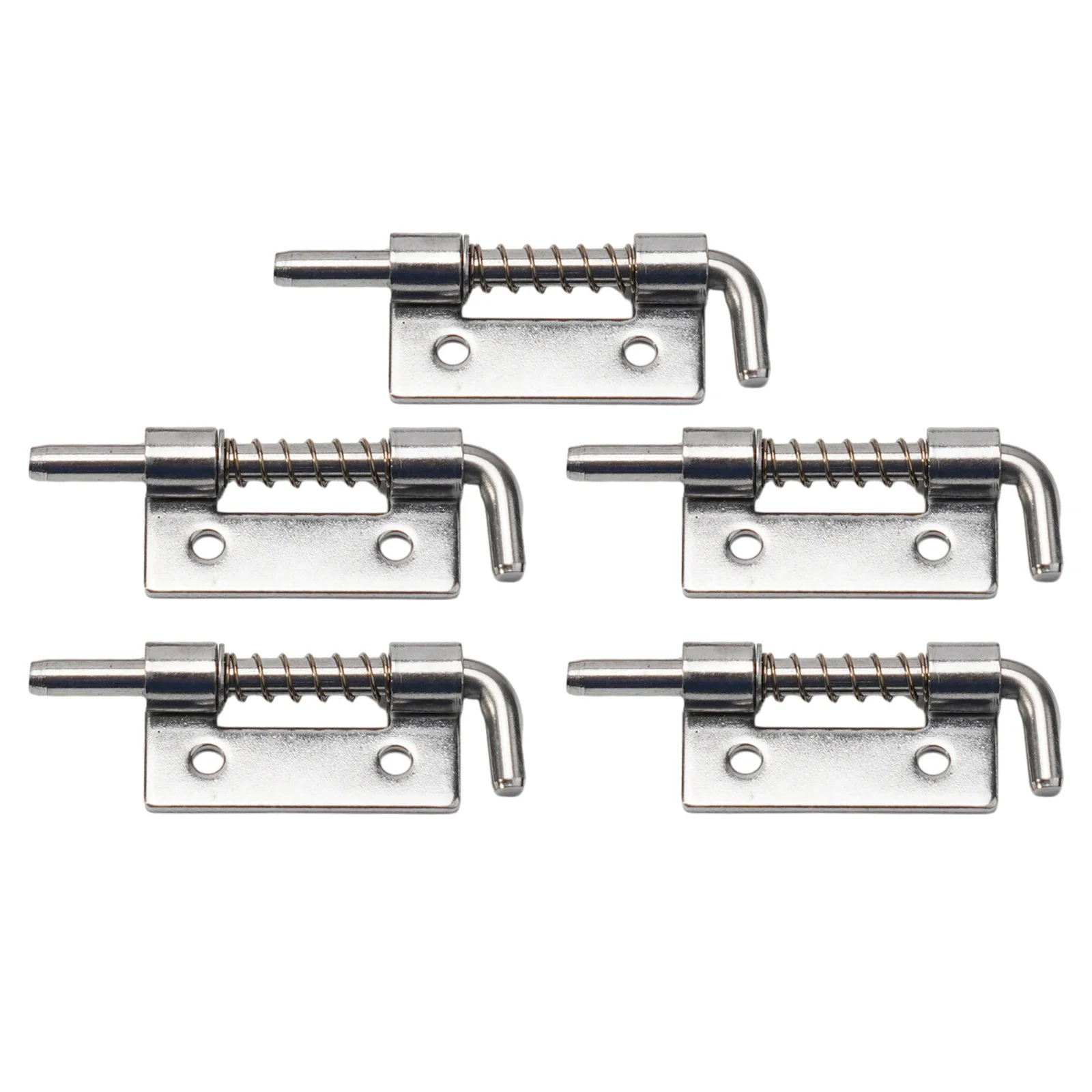 

5 Pcs Stainless Steel Spring Loaded Metal Security Bolt Latch Silver Tone Spring Latches Door Cabinet Hinges Home Hardware