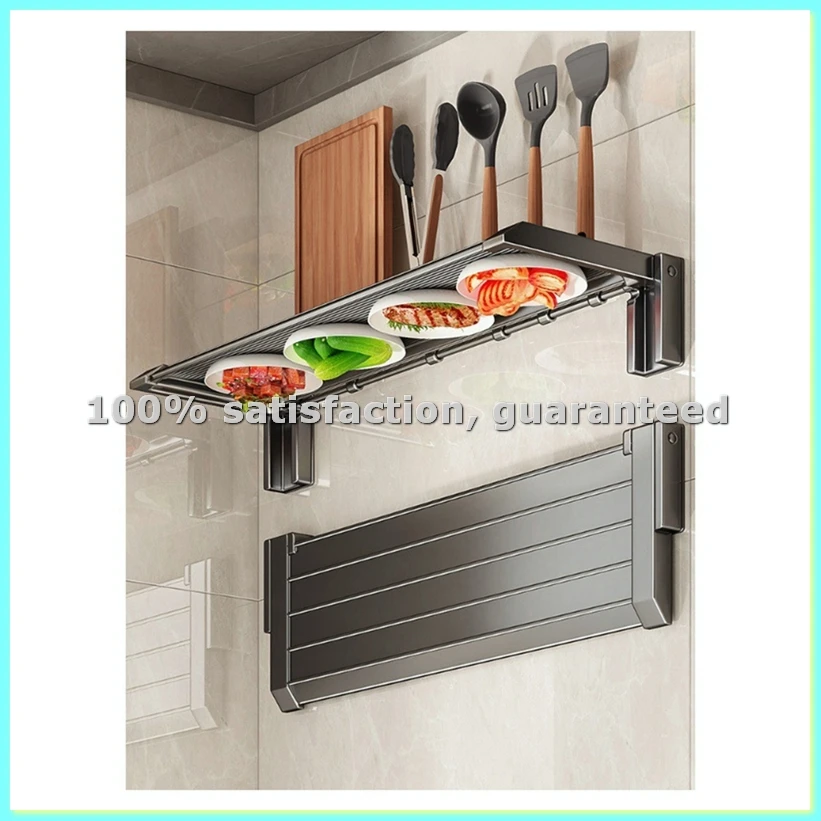 

Настенный складной органайзер для кухни без сверления, большой емкости, для хранения и сушки посуды - AD23