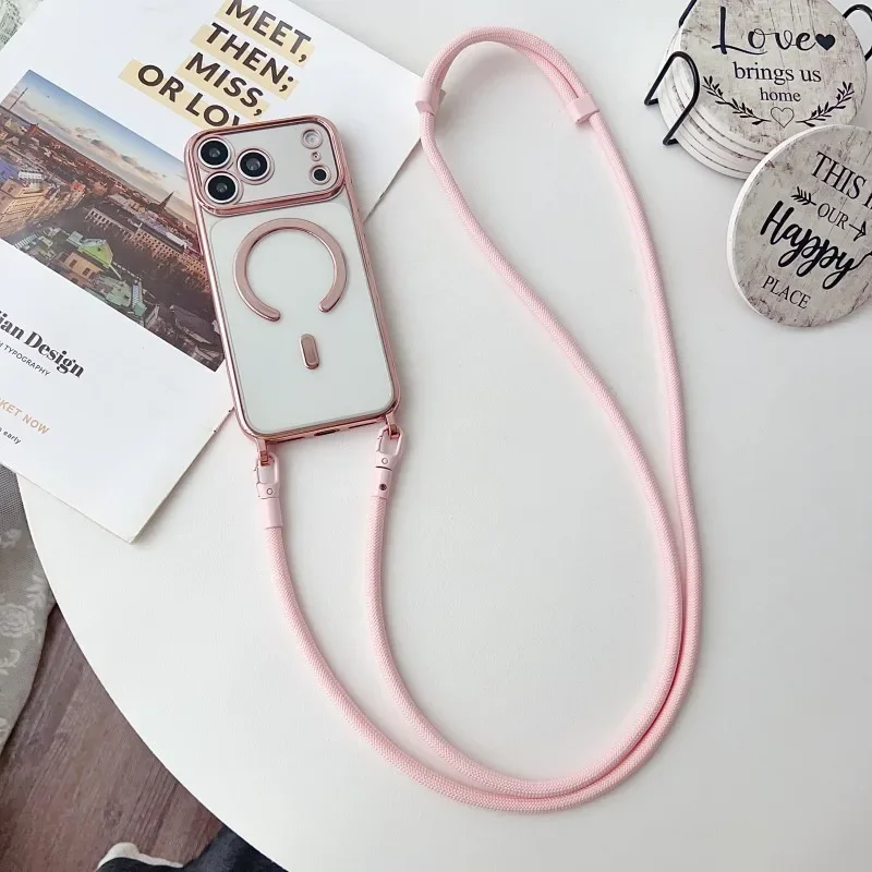 Magnetische Lanyard-Hülle für iPhone 17 Pro Max 14 13 15 16 Plus 17P Original Stoßfeste Crossbody-Halskordel-Hülle mit weichem, transparentem Cover – Detail 10