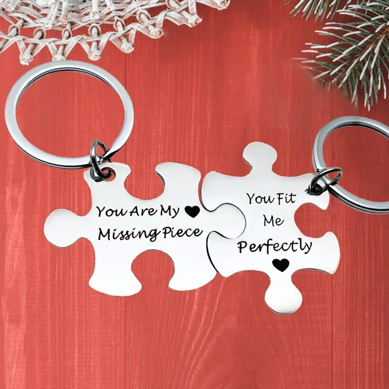 

Metal Couple Gift Keychain pendant Valentine's Day Puzzle Piece key chain keyring You are My Missing Piece,You Fit Me Perfectly