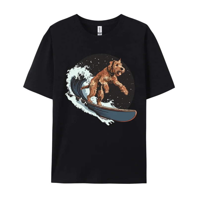 

Cute Dog Surfing T Shirt Geek 2024 Fashion Camisa Cotton Fabric Crew Neck Men T-shirts Camisa 3XL Men Clothing