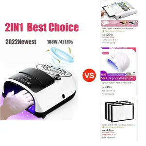 مصباح تجفيف طلاء جل الأظافر الاحترافي ، مكنسة كهربائية عالية الطاقة ، جامع الغبار لآلة مانيكير الأظافر ، 186 واط ، جديد أفضل 8 مبيعات آلة أظافر الآيس كريم - No2