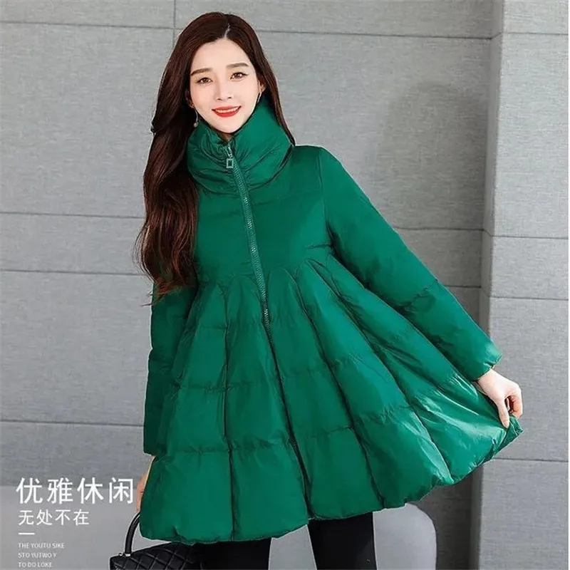 Winter Stand Collar Down Padded Jacket Women Parkas 2023 New Korean Zipper Thick Warm Cloak Cotton Coat Female Outwear 3XL H3246