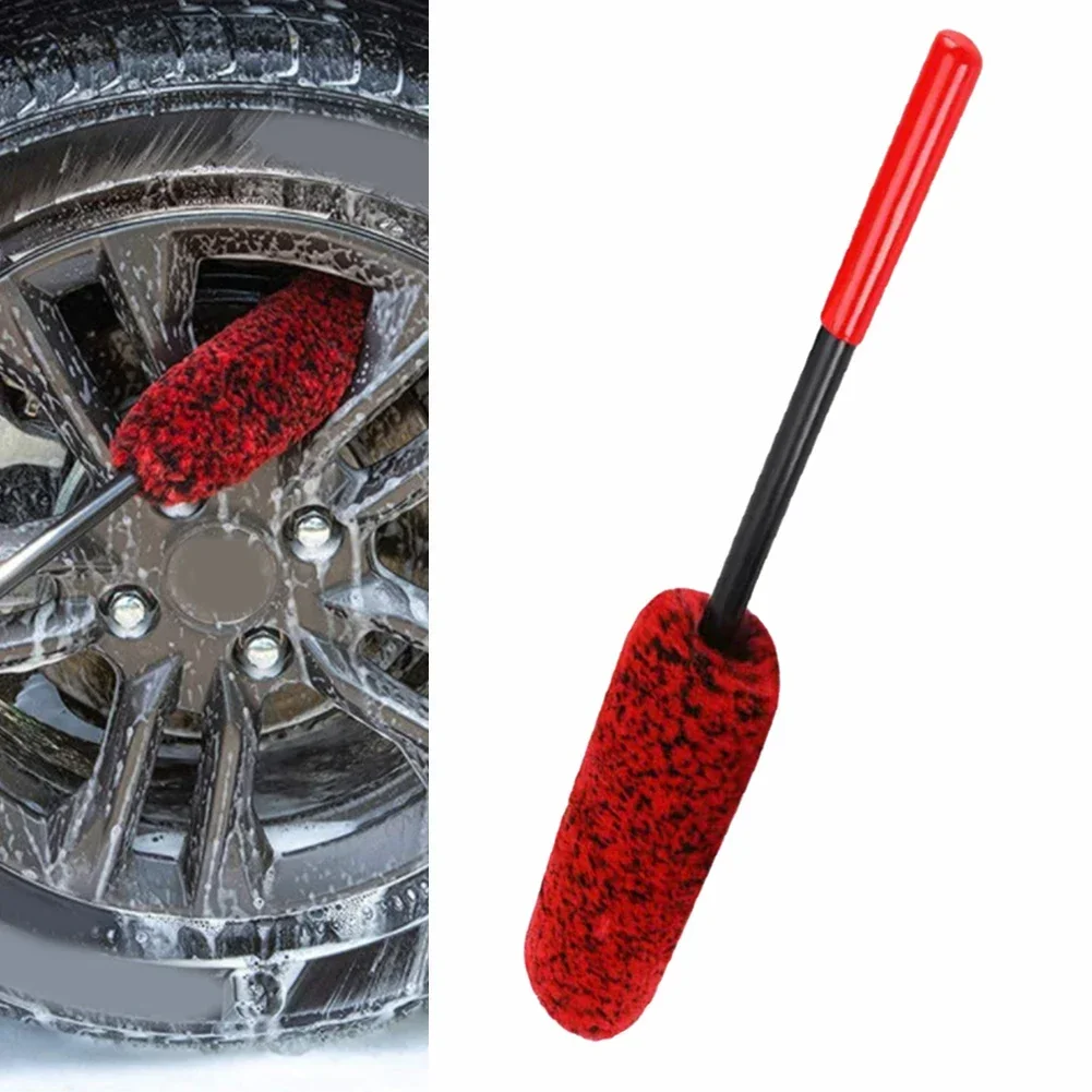 Car Wheel Detailing Brush Tire Soft Bristle Tyre Rim Detail Wash Brushes Red Car Cleaning Tools Auto Rim Tire Washing Accessorie