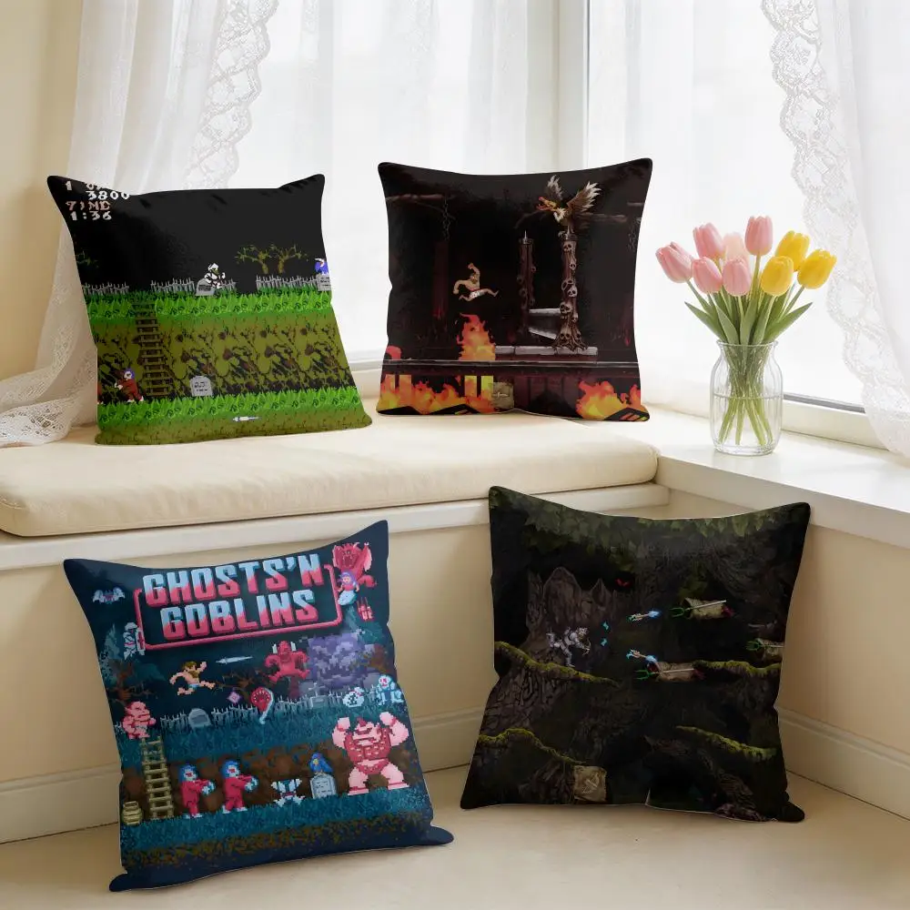 G-Ghosts N G-Goblins Game Cushion Cover Square Short Plush Pillow Case Living Room Sofa Home Decor Funda 40X40