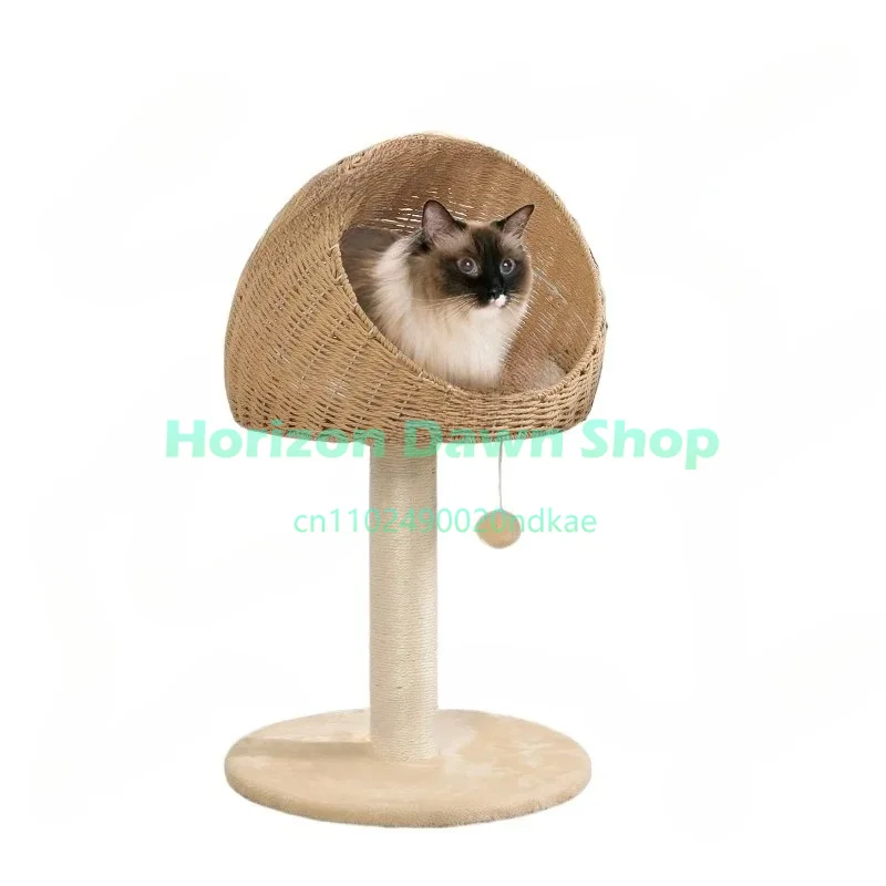 rattan woven cat climbing frame  tree  nest integrated sisal  shelf cat scratching column cat house