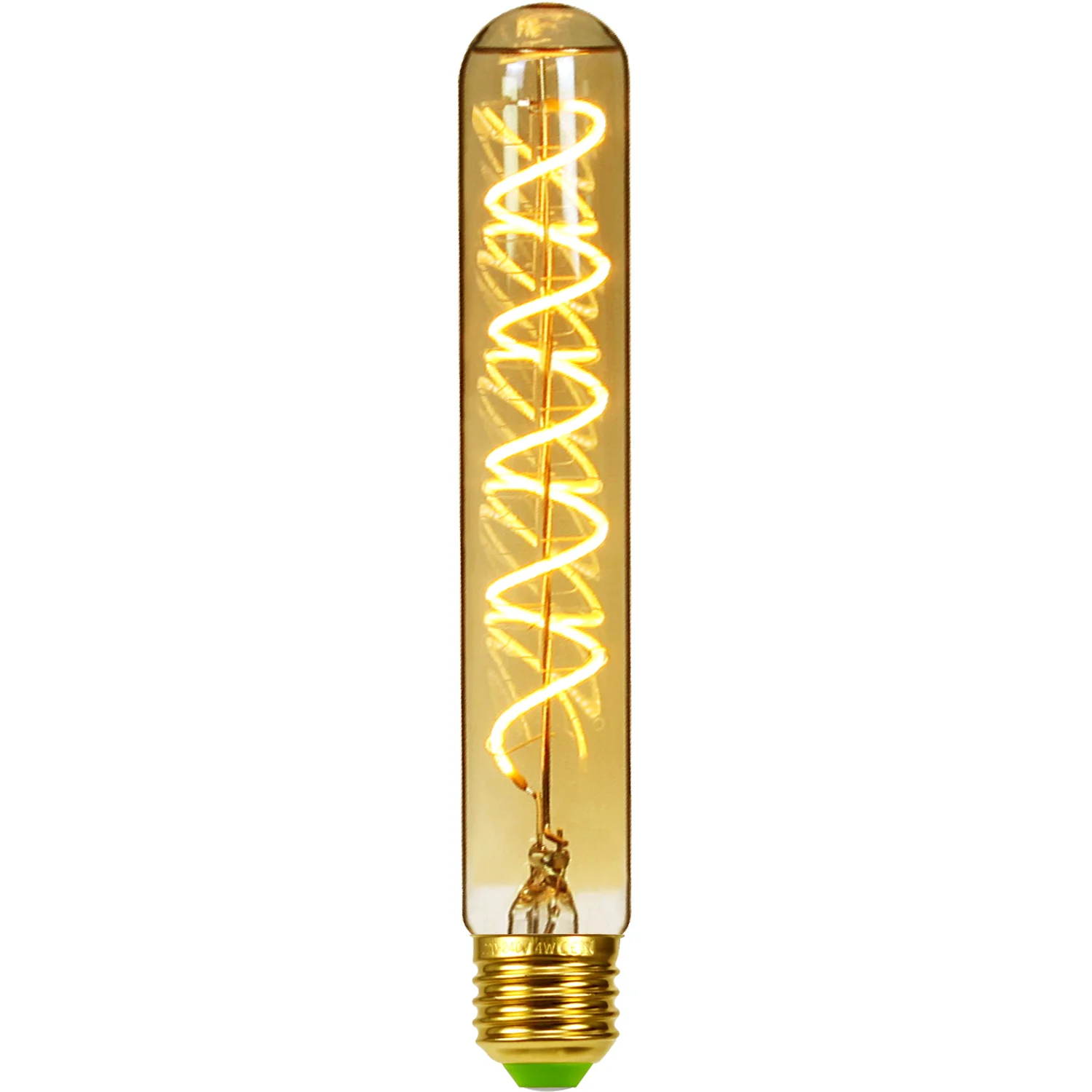 Imagem -02 - Tianfan-vintage Lâmpada Led Tubo Longo Edison Bulbo Regulável Filamento Espiral Luz Decorativa T28 4w 220v 110v E26 E27 185 Milímetros